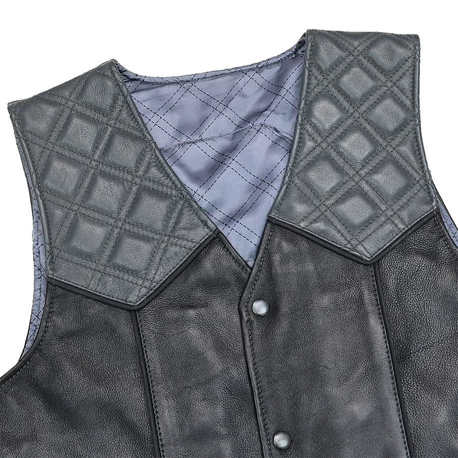 Men's Western Style Leather Biker Vest- "Hammer down"