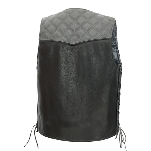 Men's Western Style Leather Biker Vest- "Hammer down"