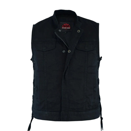 Women's Advanced Black Denim Vest with Side Laces