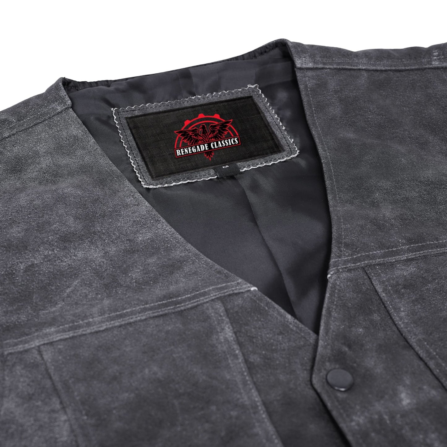 Men's Western Style Gray leather with Single Back Panel