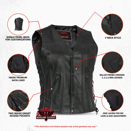 Women's Single Panel Leather Vest