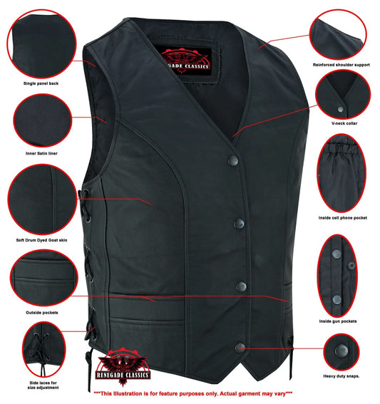 Women's Stylish Leather Full Cut Western Vest