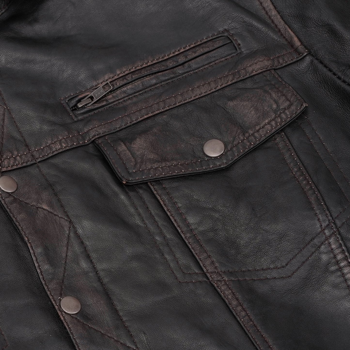 Men's Black Lightweight Drum Dyed Distressed Lambskin Jacket with Removable Hoodie