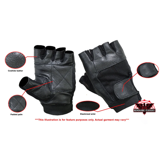 Leather and Mesh Fingerless Glove