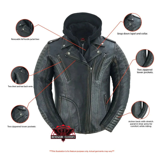 Women's Leather Motorcycle Riding Jacket – Olive "Evergreen"