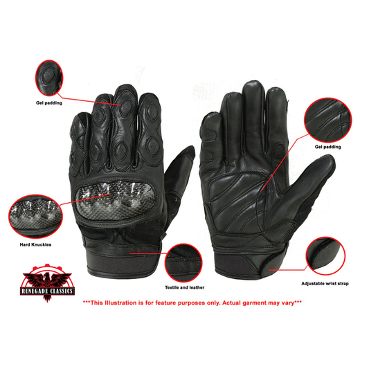 Men's Leather and Textile Sporty Glove