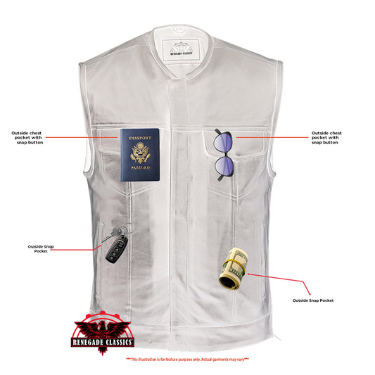 Men's "Highway Jack" Club Style Black Leather Motorcycle Vest