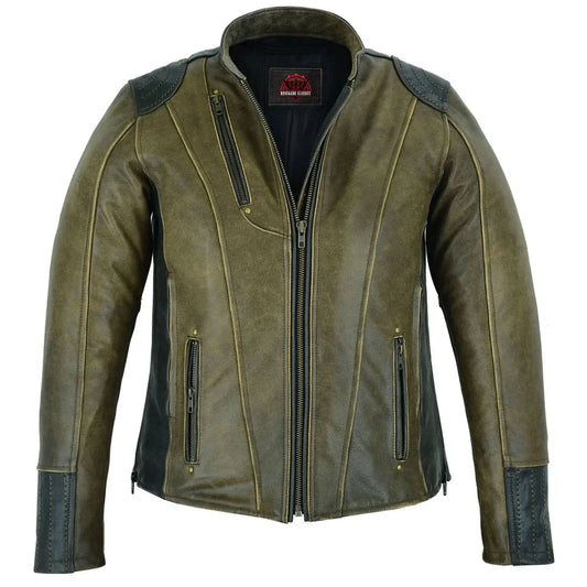 Women's Vintage Brown Leather Motorcycle Riding Jacket "Spirit Rider"
