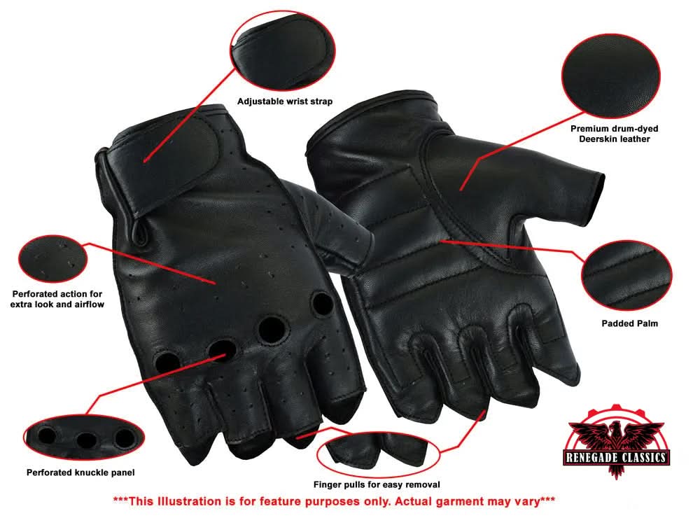 Men's Advance Deer Skin Fingerless Gloves