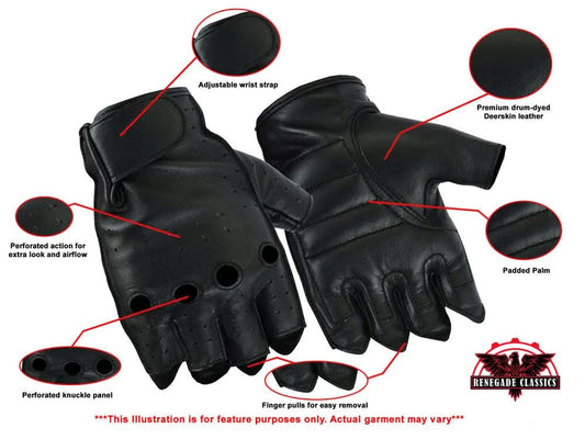 Men's Advance Deer Skin Fingerless Gloves