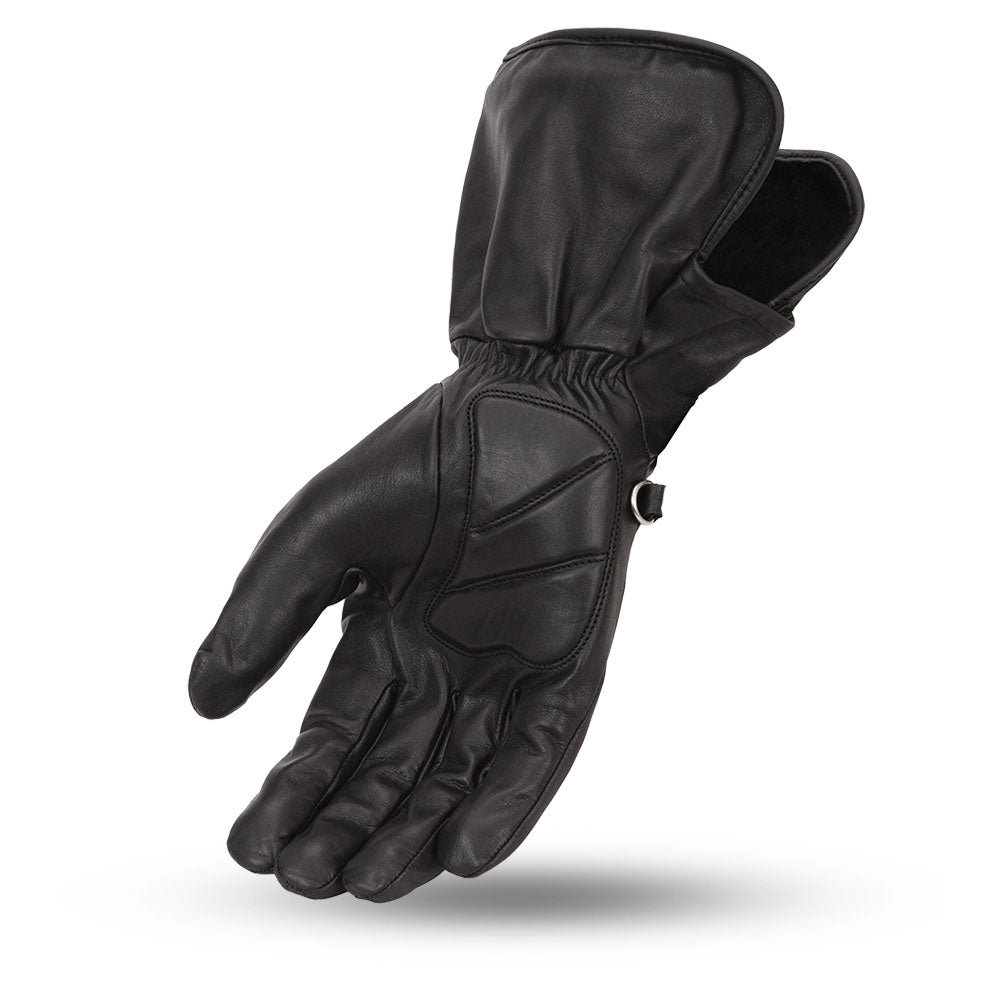 Men's Black Leather Motorcycle Gauntlet- "Blaze"
