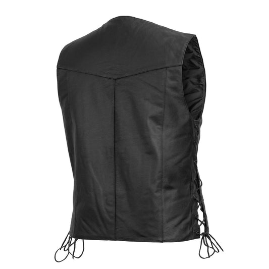 Men's Western Style Leather Motorcycle Vest- Carbine