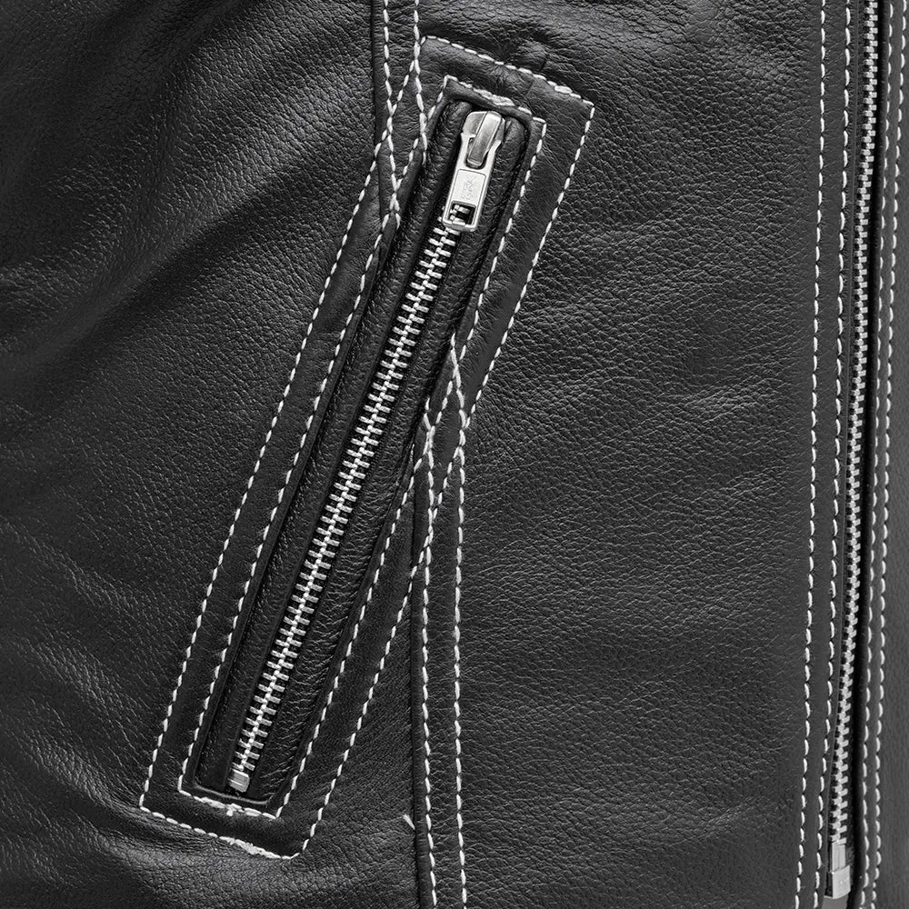 Women's "Cindy" Motorcycle Leather Vest Black