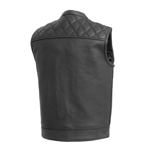 Men's Club Style Leather Motorcycle Vest- "Downside"