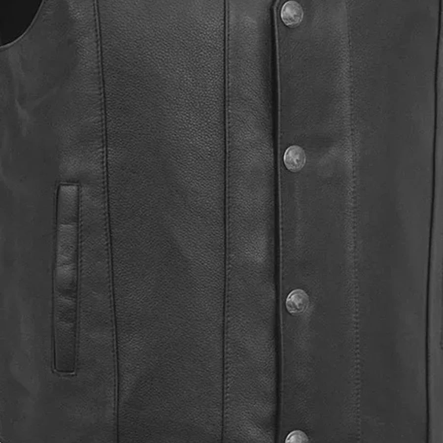 Men's Classic Western Style Leather Motorcycle Vest- "Gun Runner"
