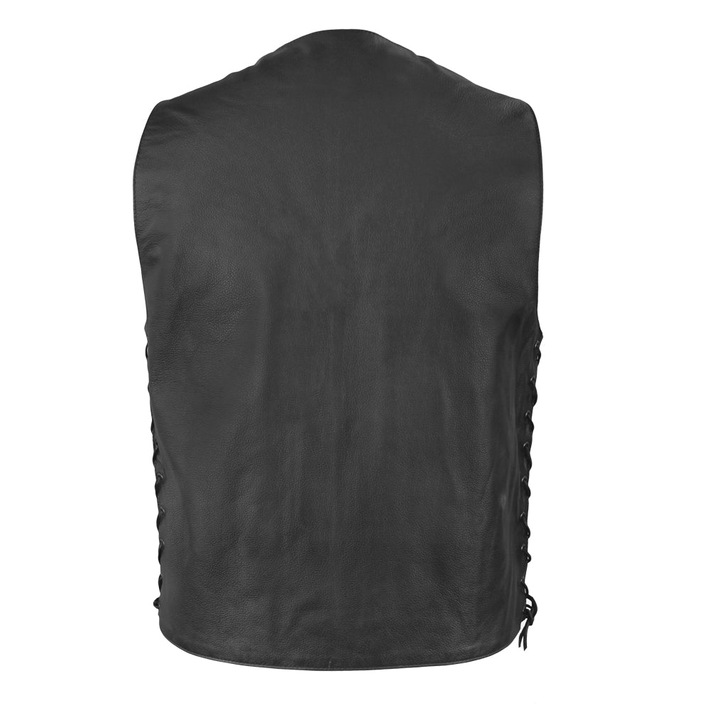 Men's Motorcycle Western Style Leather Vest "Gun Slinger"