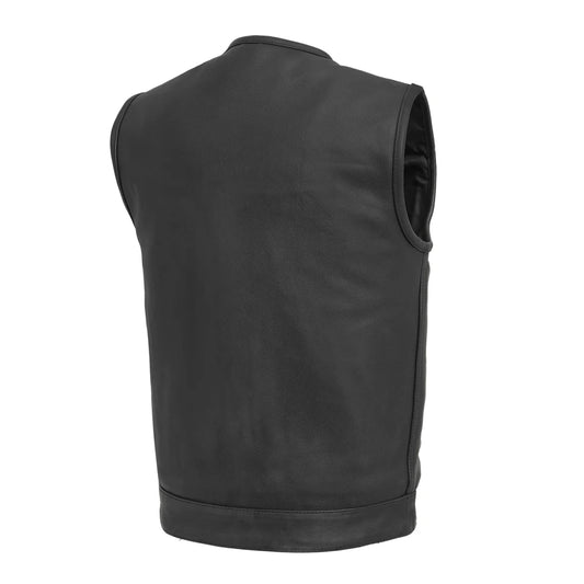 Men's Club Style Leather Motorcycle Vest- High side