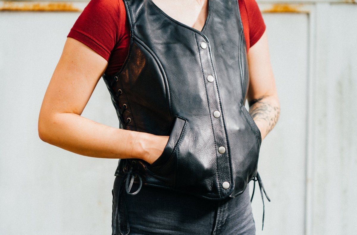 Women's "Honey Badger" Motorcycle Leather Vest