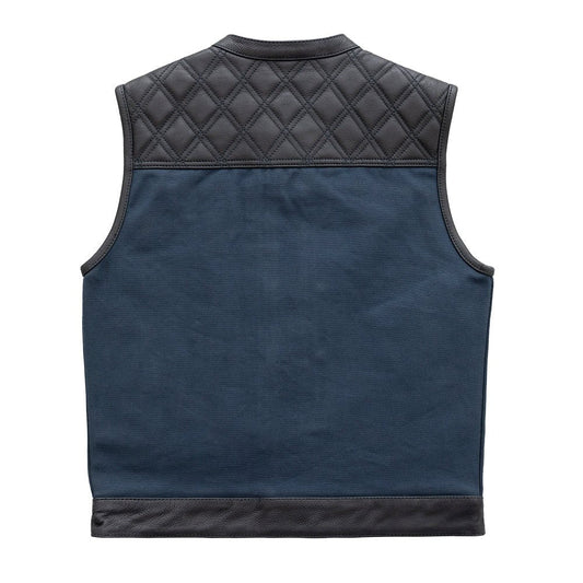 Hunt Club Motorcycle Leather blue Canvas Vest