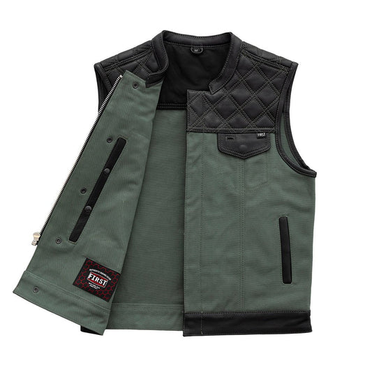 Hunt Club Motorcycle Leather green Canvas Vest