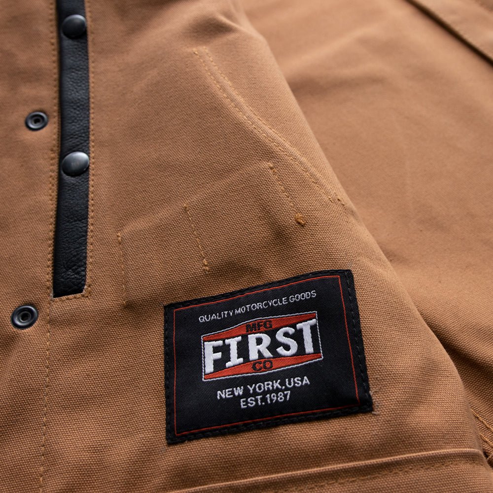 Hunt Club Motorcycle Leather brown canvas Vest