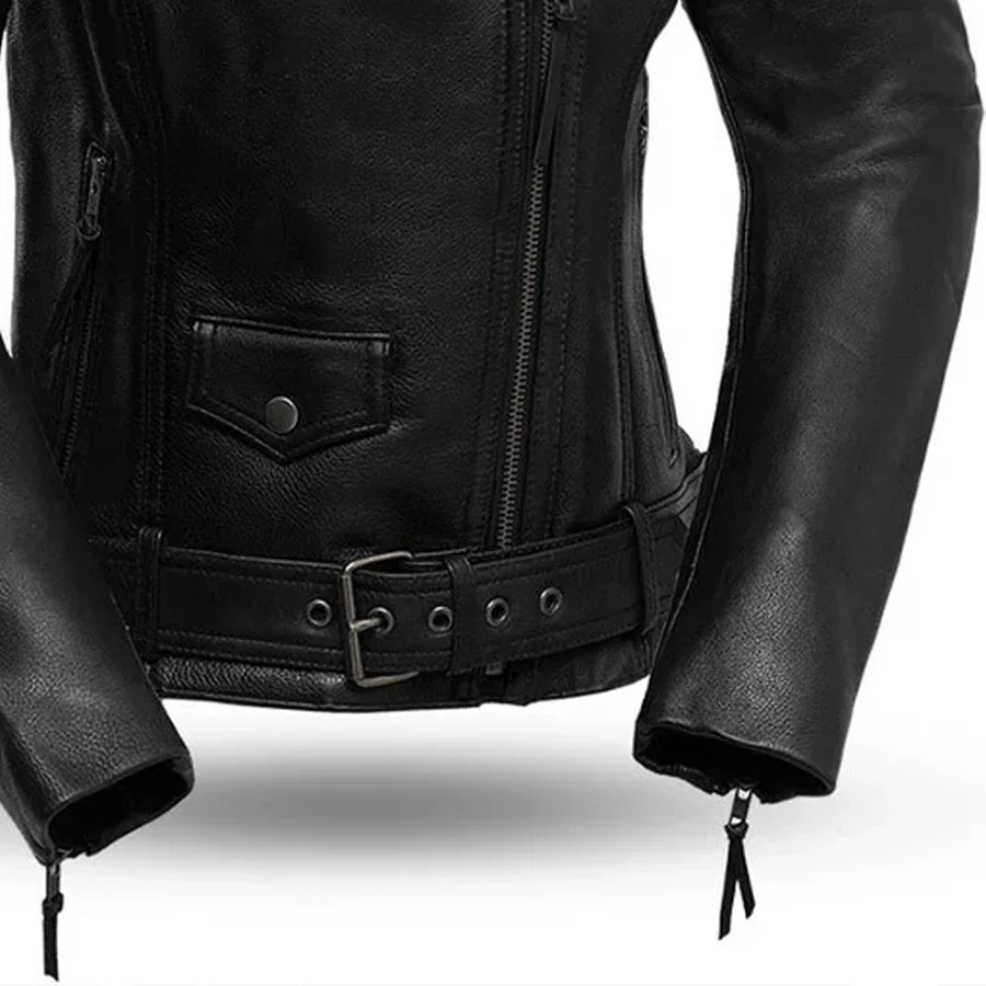 Women's Motorcycle Leather Riding Jacket- "Iris"