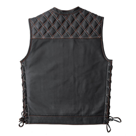 Men's Club Style Leather Motorcycle Vest- Jack