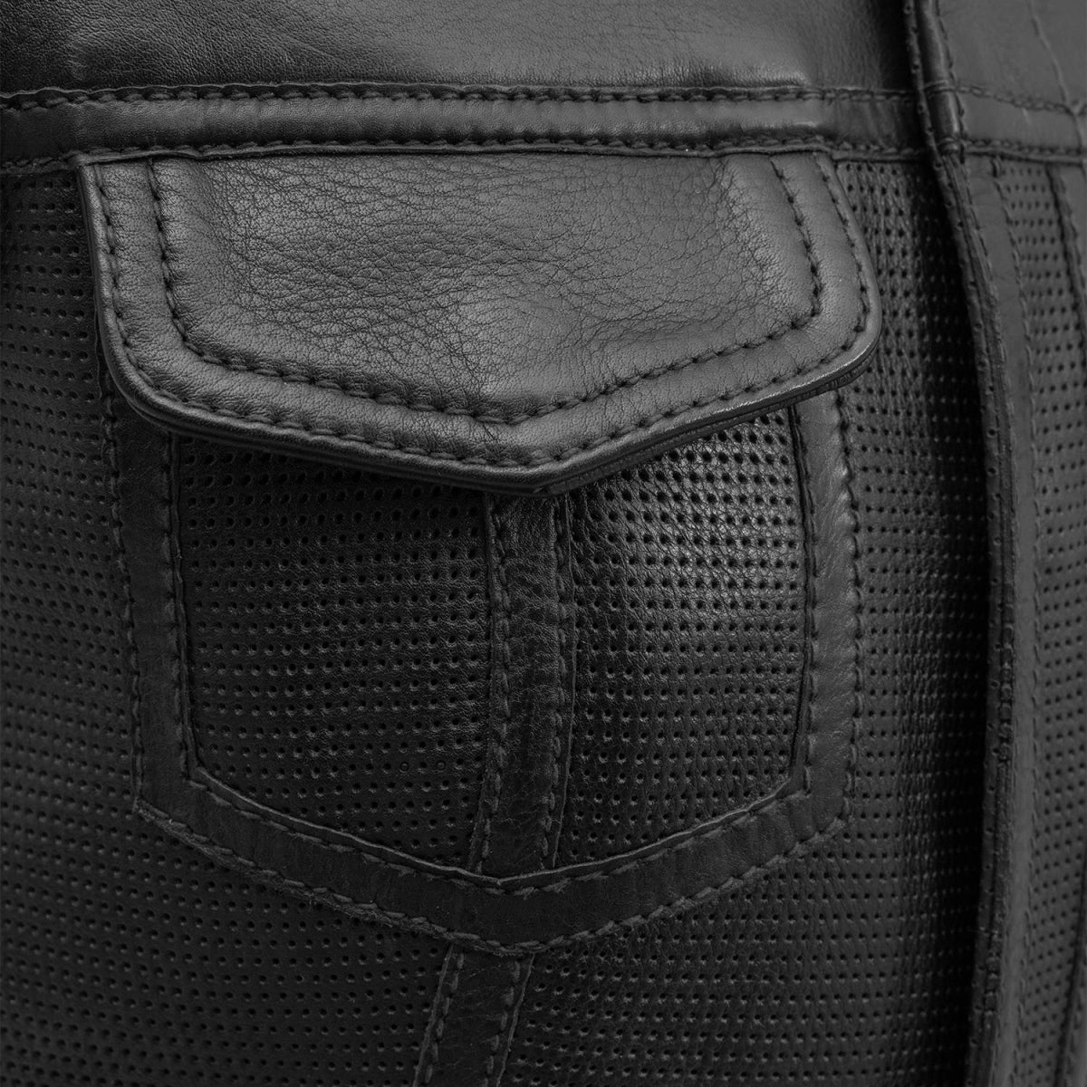 Women's Motorcycle Club Style Perforated Leather Vest, Red or Grey thread- "Jess"