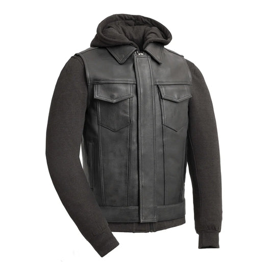 Men's Motorcycle Leather Vest and Hoodie "Kent"