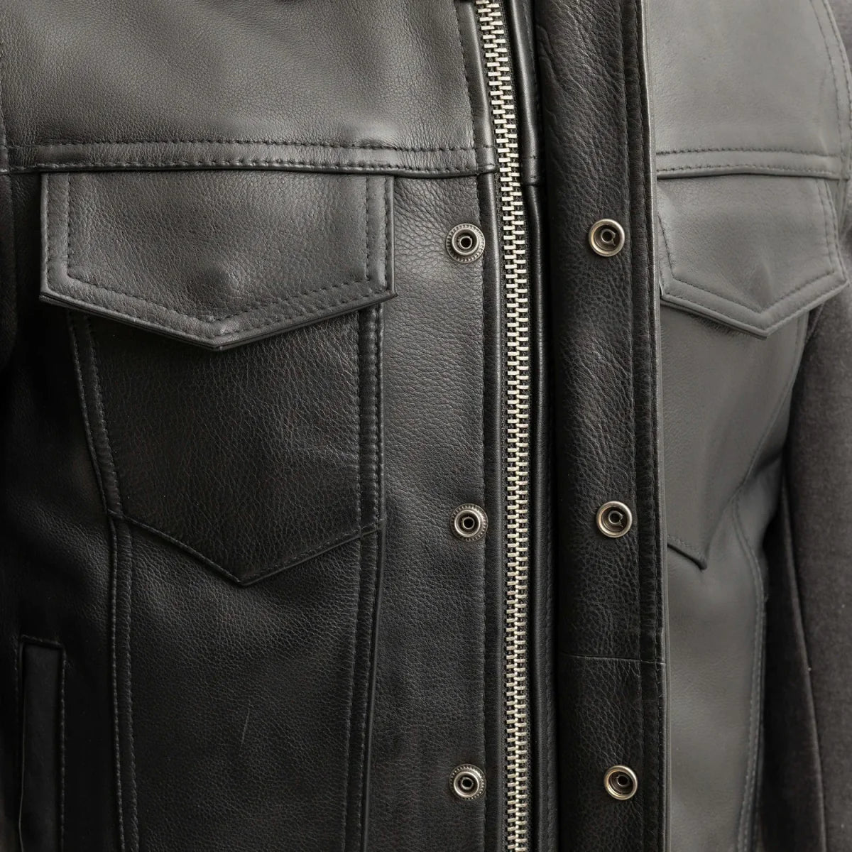 Men's Motorcycle Leather Vest and Hoodie "Kent"