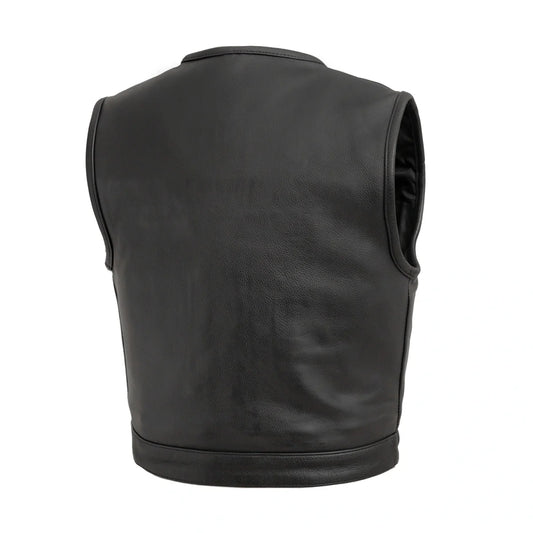Men's Club Style Leather Motorcycle Vest- "Lowside"