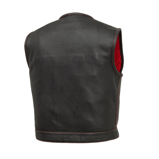 Men's Perforated Club Style Leather Motorcycle Vest- Lowside