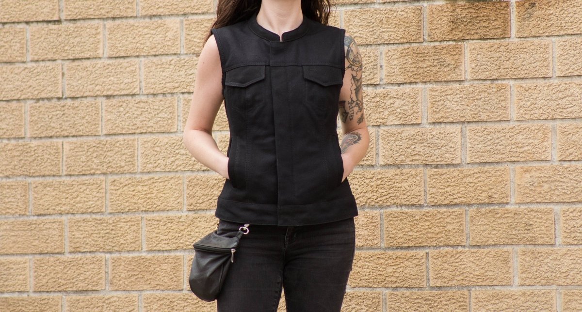 Women's Canvas Motorcycle Club Style Vest- "Ludlow"