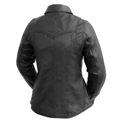 Women's Leather Motorcycle Riding Shirt- "Onyx"
