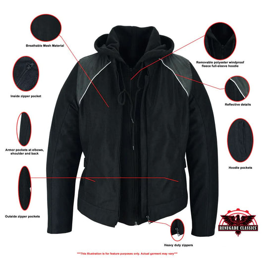 Darkstream Women's Mesh Motorcycle Jacket - Black/ Black Tone Reflective