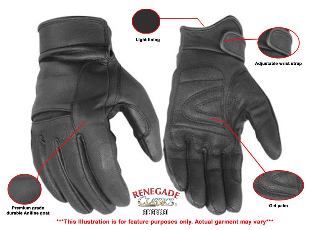 Men's light lined leather cruiser glove