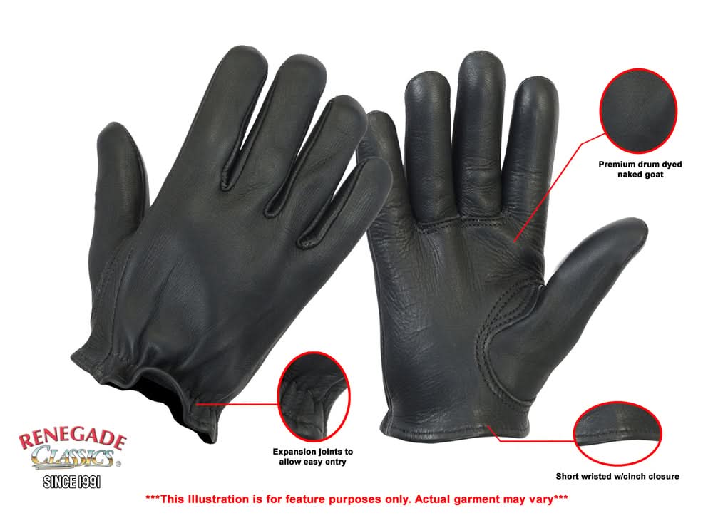 Men's Plain Leather Roper Riding Gloves "Highway Hawk"