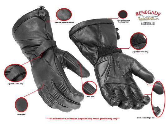 Men's "Avenger" Leather Gauntlet Gloves