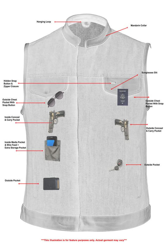 Women's Broken Blue Rough Rub-Off Raw Finish Denim Vest