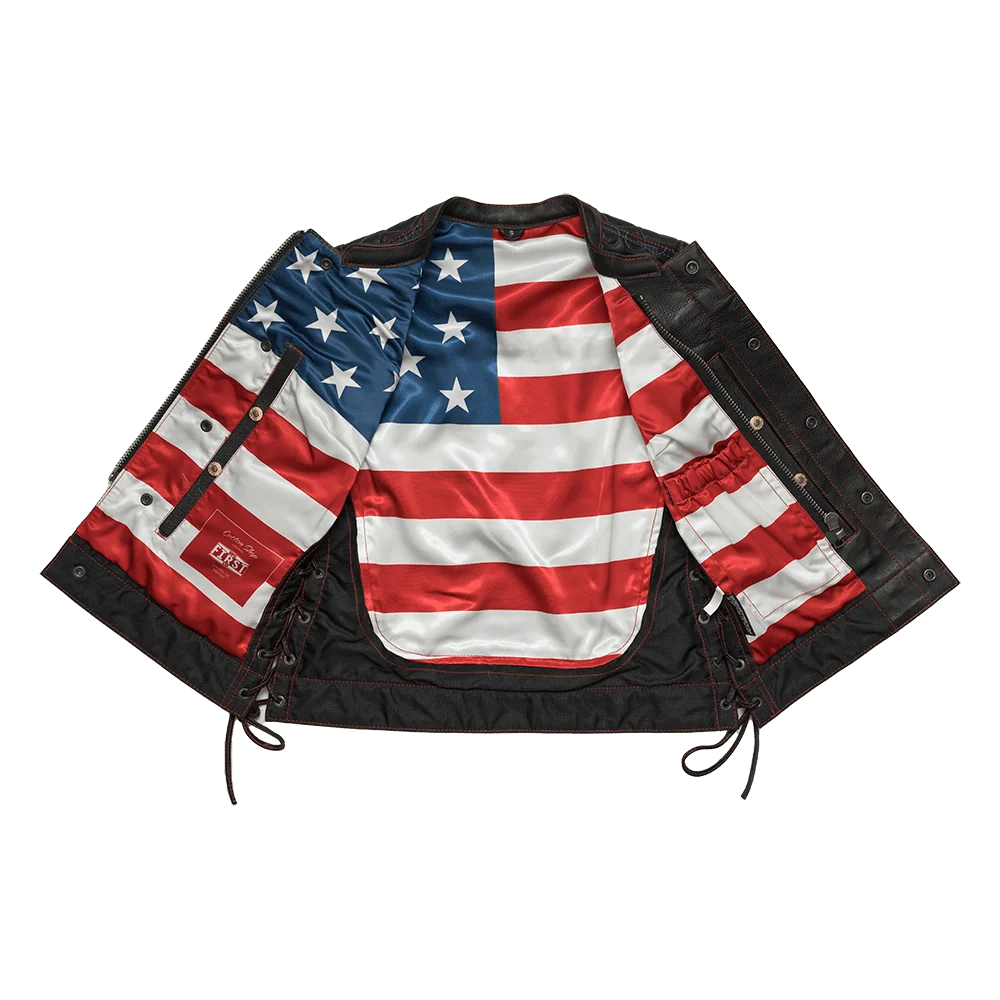 Women’s Leather Club Style Motorcycle Vest- Rosie