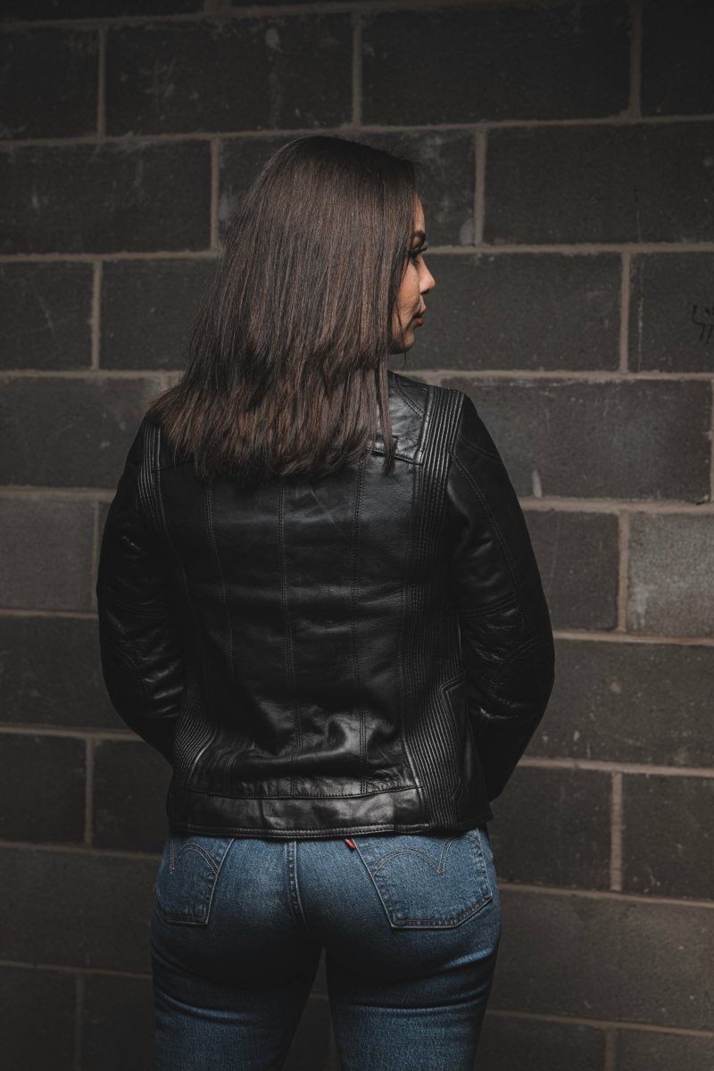 Women's Motorcycle Leather Riding Jacket- "Supastar"