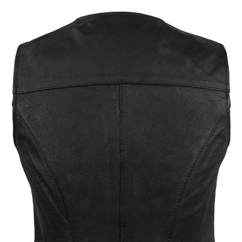 Women's Fitted Leather Motorcycle Vest- Sweet Sienna