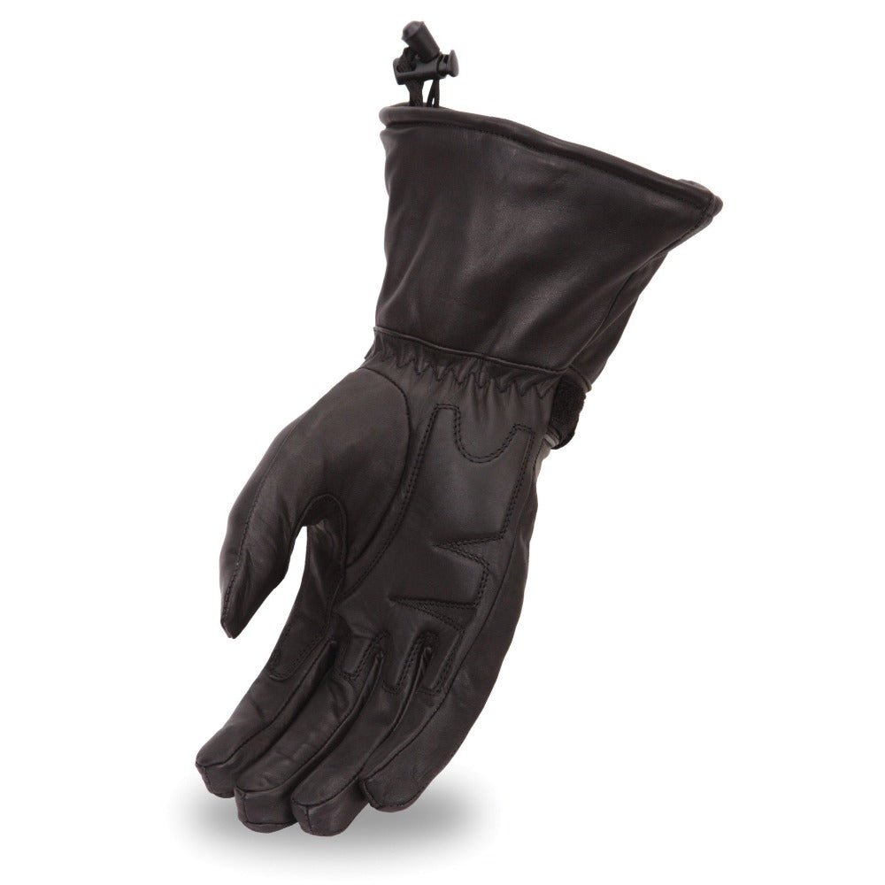Women's Black Leather Gauntlet Gloves- "Tarraco"