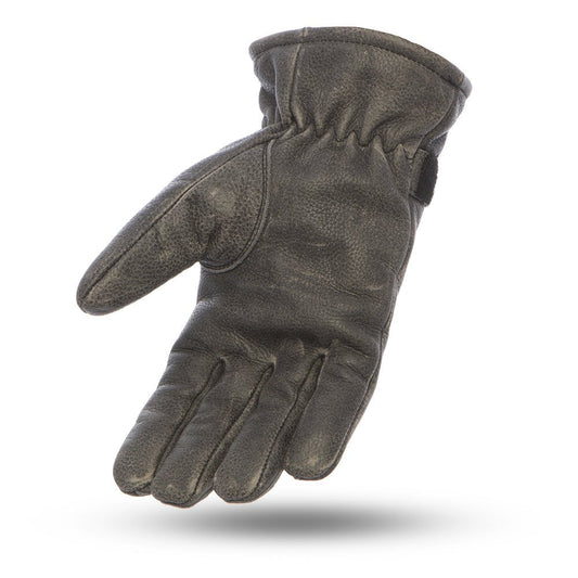 Men's Distressed Black Leather Riding Glove- "Teton"