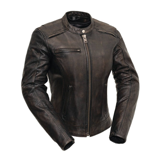 Women's Leather Motorcycle Riding Jacket- "Trickster"