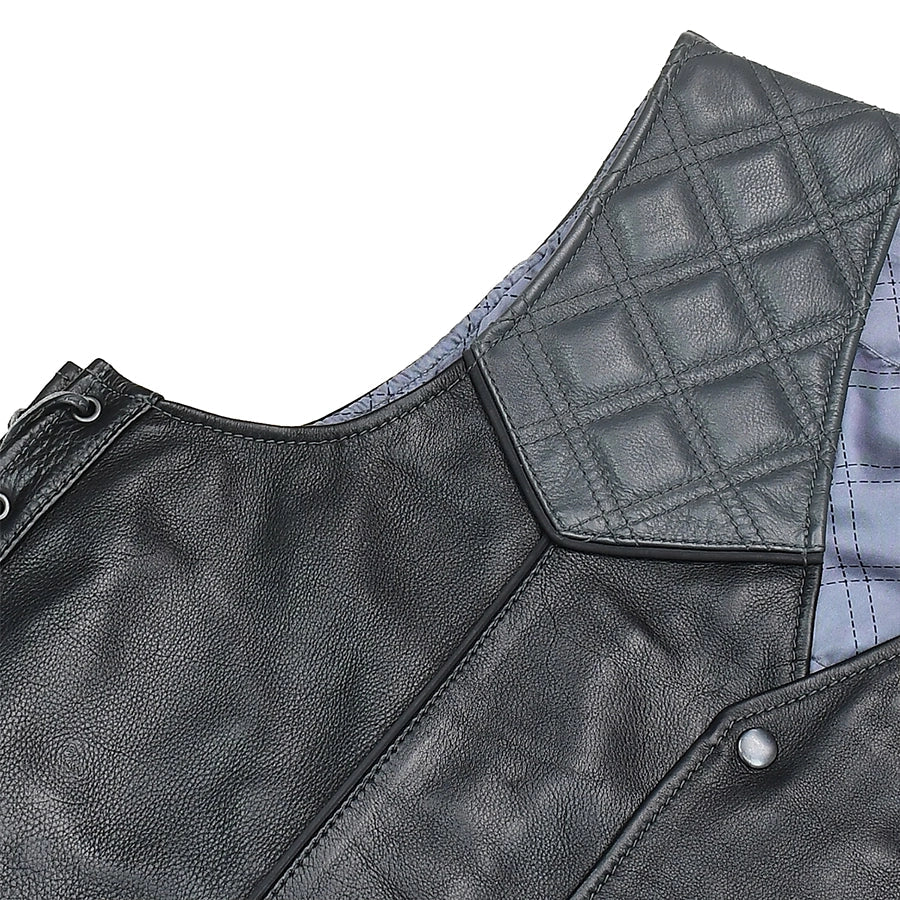 Men's Western Style Leather Biker Vest- "Hammer down"