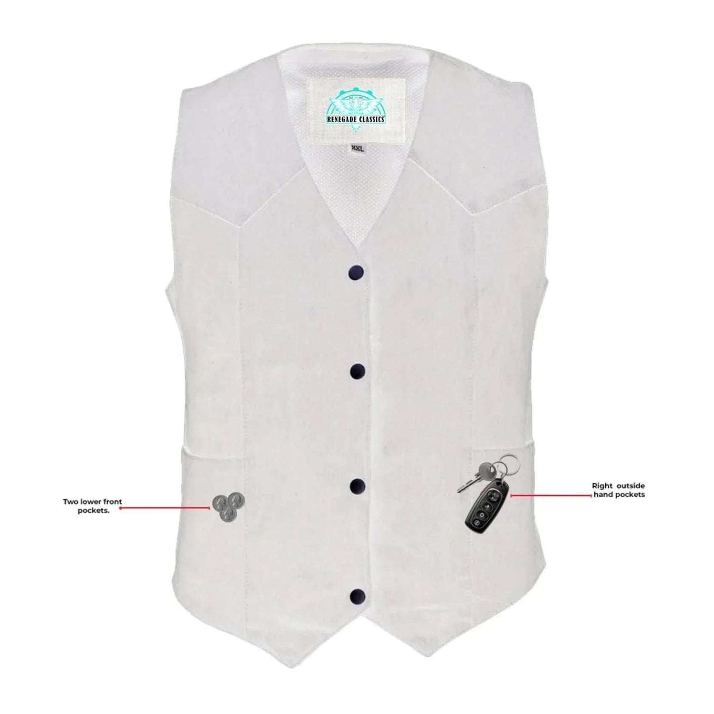 Women's Black Denim Classic Vest with Plain Sides