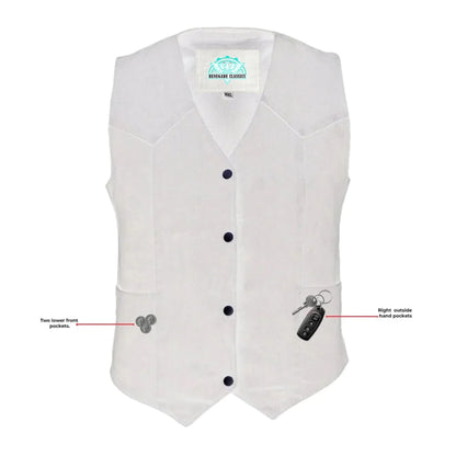 Women's Black Denim Classic Vest with Plain Sides