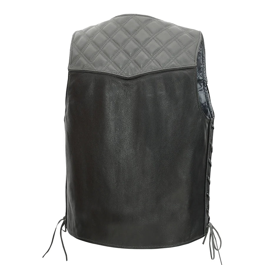 Men's Western Style Leather Biker Vest- "Hammer down"