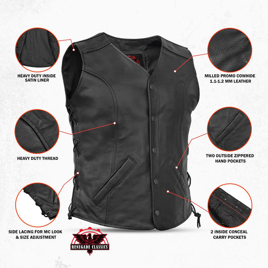 Women's leather motorcycle vest "Clara"